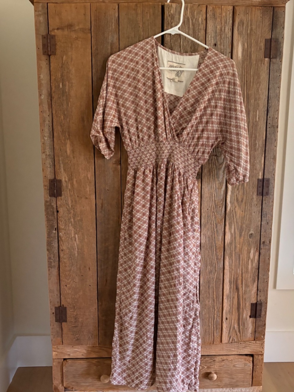 Ace & Jig SMOCKED BROWN CREAM DRESS WOMENS SMALL S - Picture 8 of 8